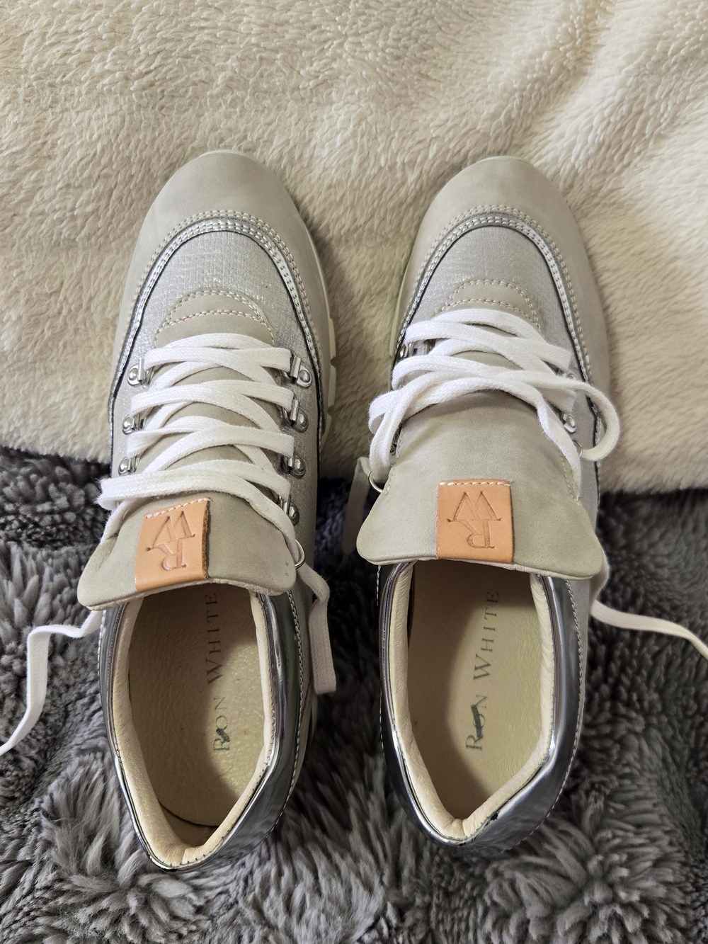 Bon White Cream and Silver Women's Casual Sneakers